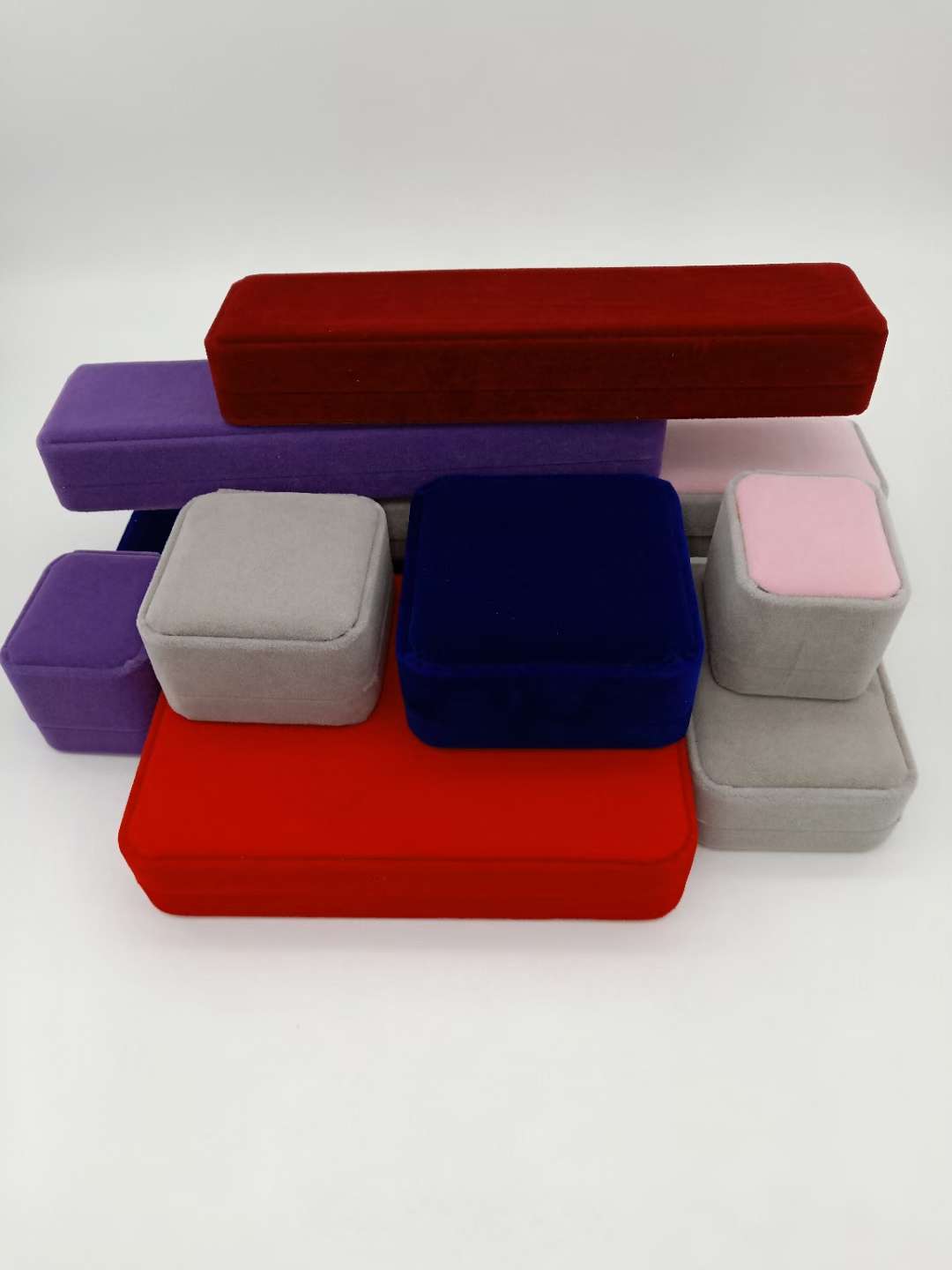 Rounded corner velvet jewelry box, ring, pendant, bracelet, necklace, set