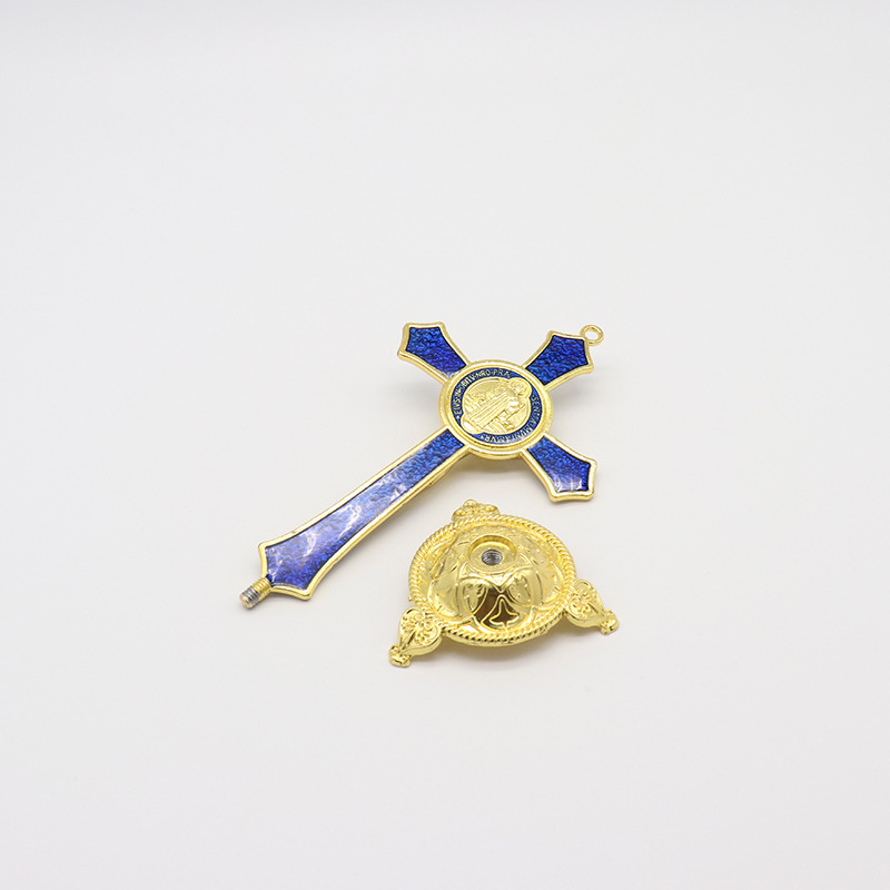 电镀金色，钢色，画彩色油，家居汽车精美十字架摆件详情图3