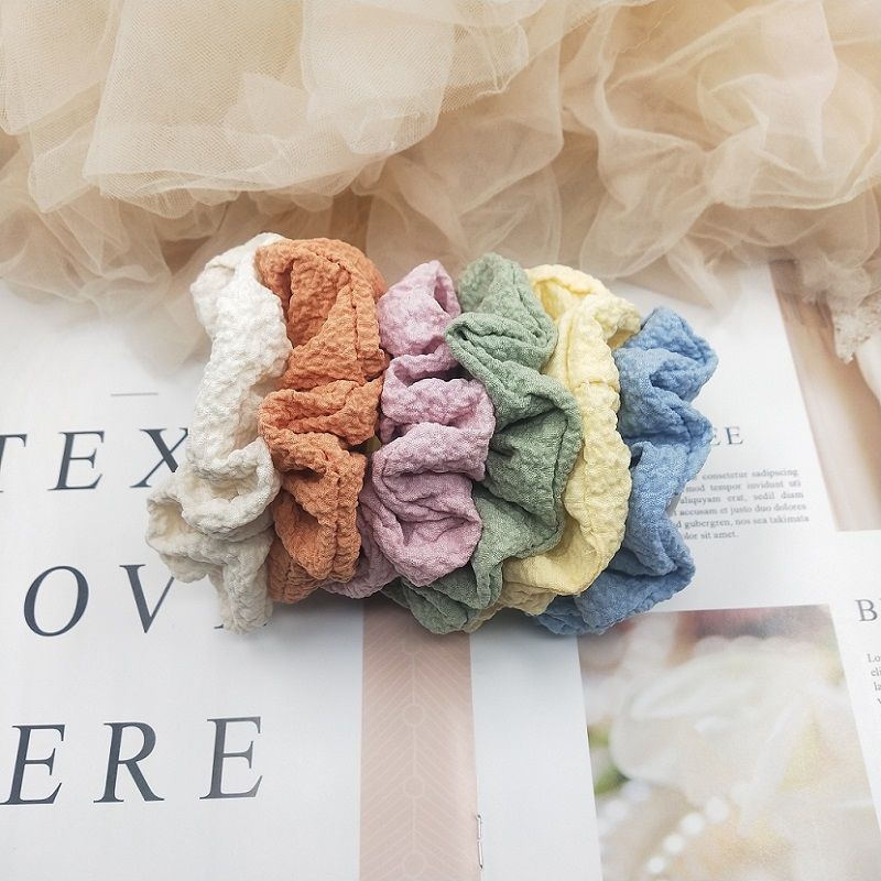 韩版甜美头绳丸子头发饰少女发圈发饰奶油发绳气质学院风布艺发圈白底实物图