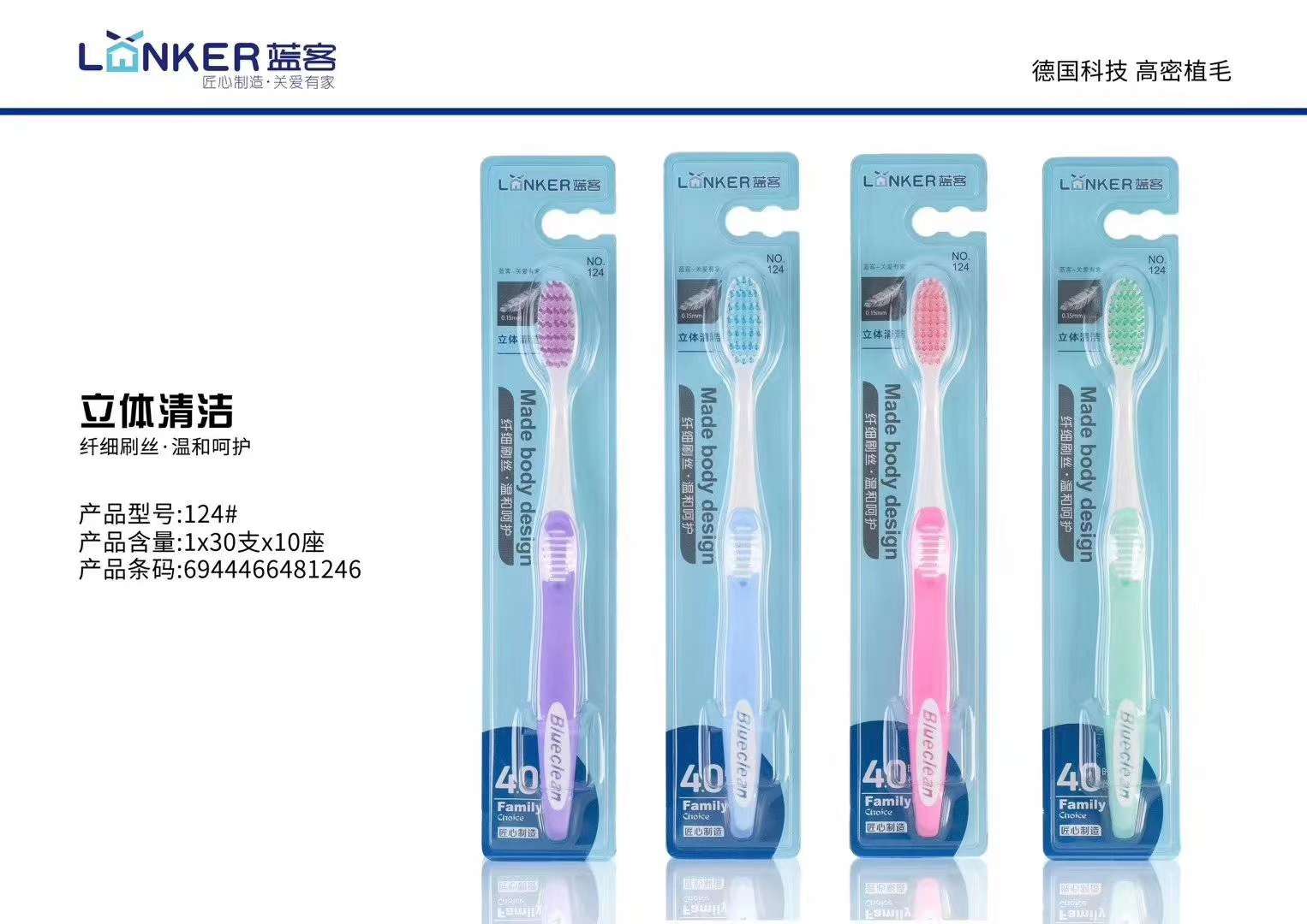 Blue 124 soft bristle toothbrush details Picture