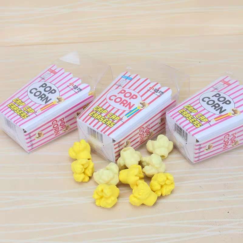 仿真爆米花橡皮擦 卡通可爱橡皮头一盒 可插铅笔上 学生奖品礼品详情图3