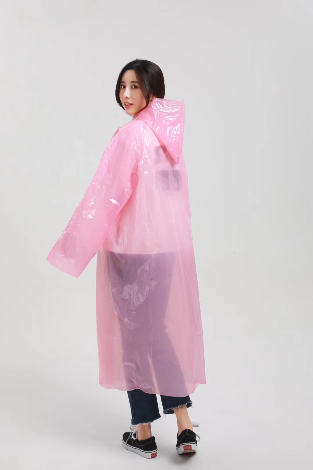 一次性开衫雨衣白底实物图