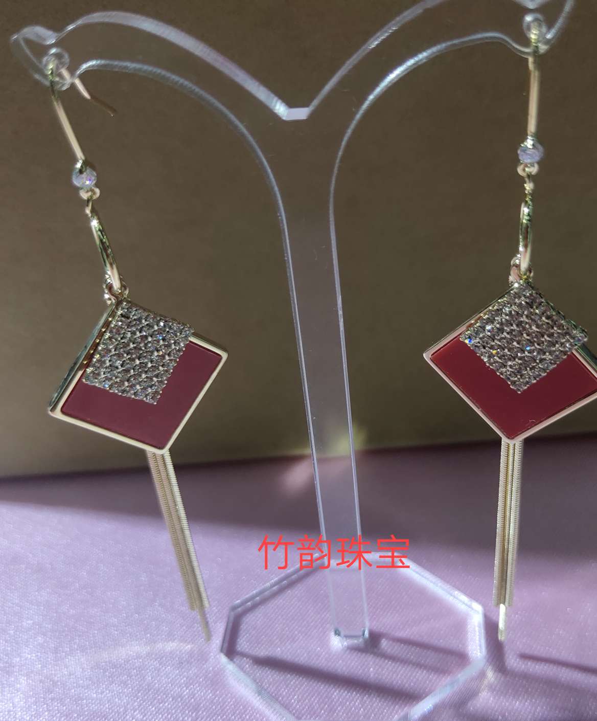 Bamboo Jewelry Red Inlaid Zirconium Multiple Beautiful Ear Line Ear Hook details Picture