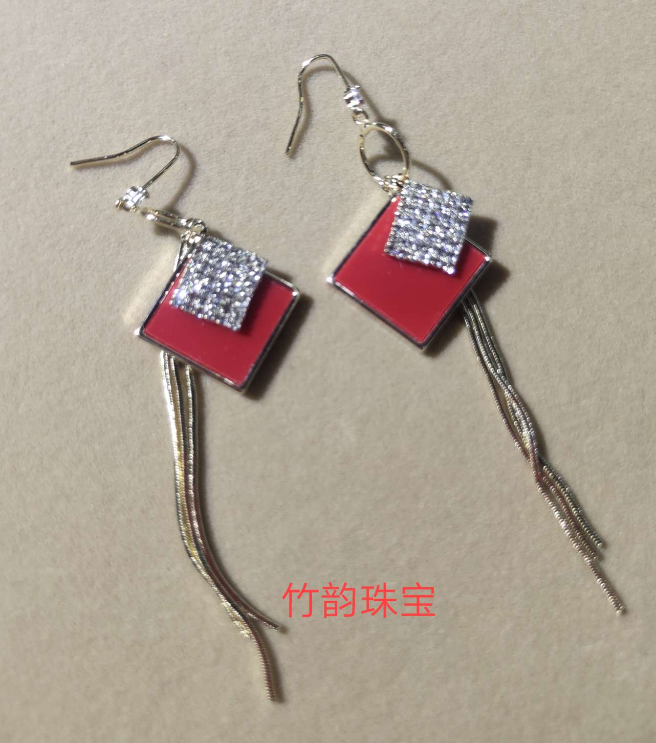 Bamboo Jewelry Red Inlaid Zirconium Multiple Beautiful Ear Line Ear Hook Specification drawing