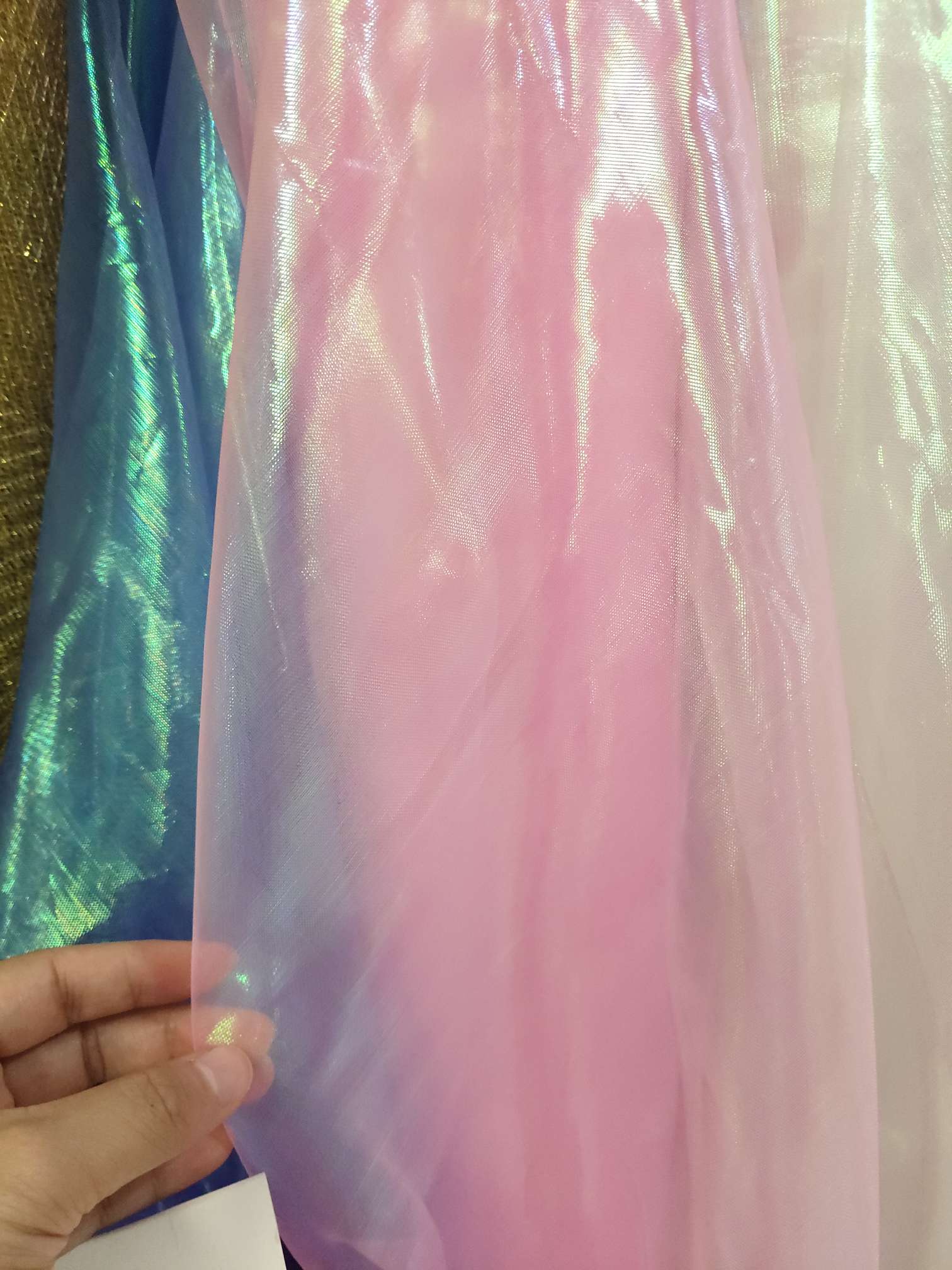 流光淡粉欧根纱平七彩饰品玩具工艺品面料