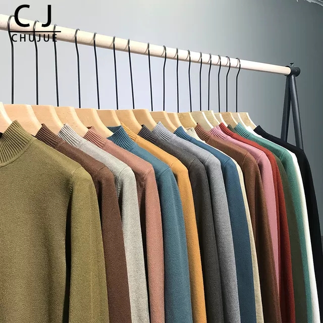 Soft, skin-friendly, solid-color turtleneck sweater for men, Korean version of the trend of slimming inside with men's outerwear in autumn and winter sweaters for men thumbnail