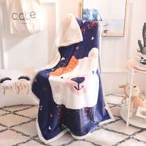 法兰绒加羊羔绒 幼儿园童毯外贸盖毯卡通包边婴儿毯95×135±5cm