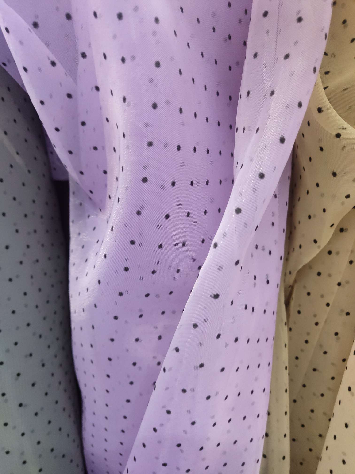 紫色小圆点欧根纱纱布饰品服装工艺品玩具面料