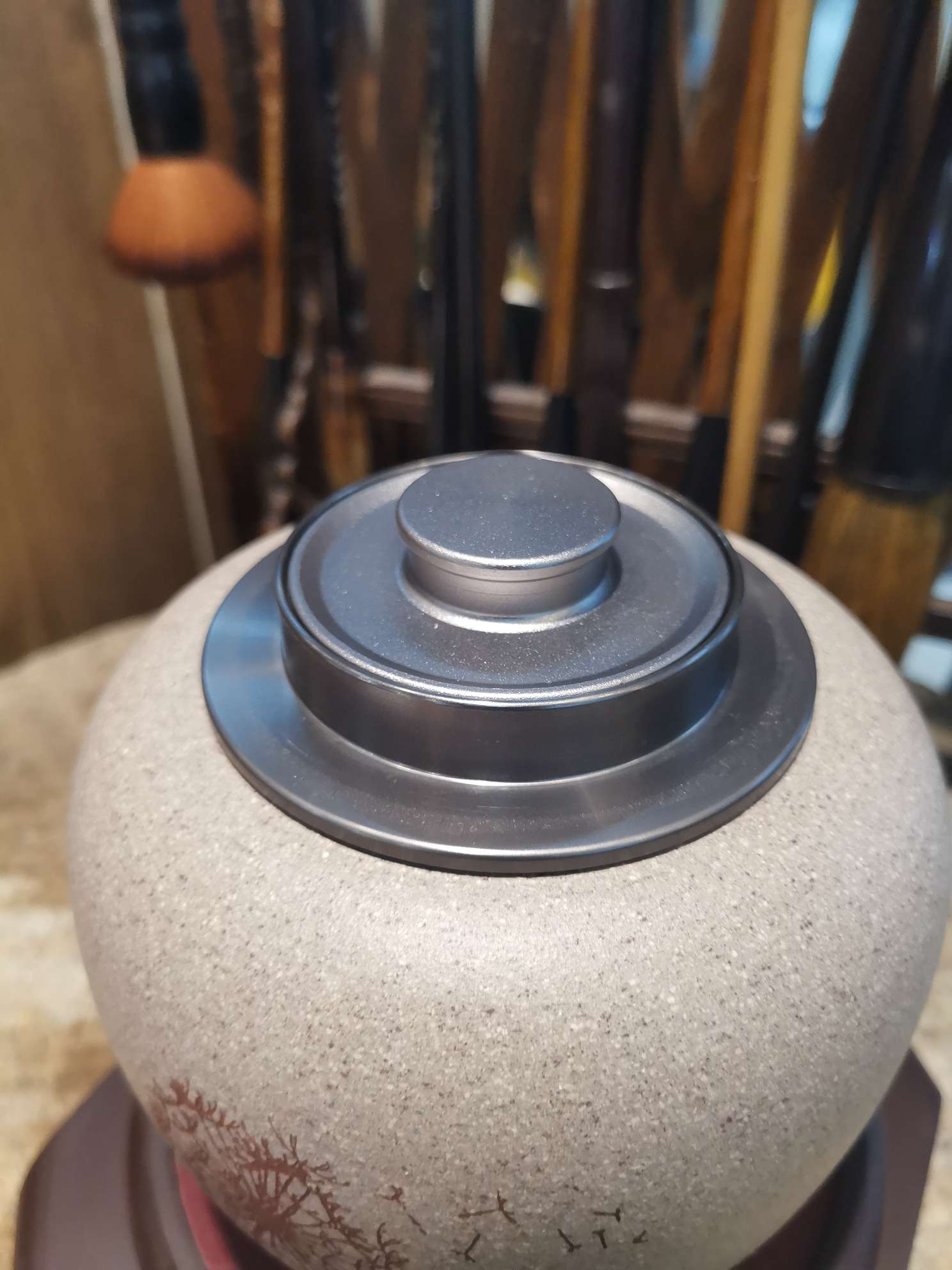 仿石头茶罐中国风茶罐家用茶罐细节图