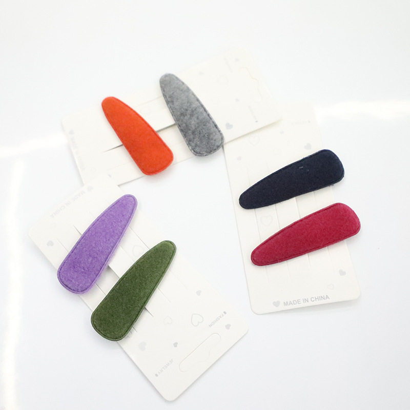 新冬款日韩小可爱毛绒水滴压夹头饰品厂家直销边夹发卡头饰发饰少女刘海蝴蝶结发夹详情图3