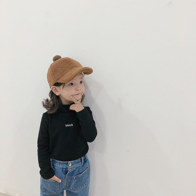 【300g加厚双面澳绒发热】女童打底衫纯棉秋冬半高领字母儿童宝宝6