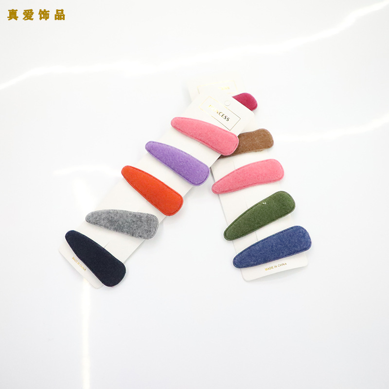 新冬款日韩小可爱毛绒水滴压夹头饰品厂家直销边夹发卡头饰发饰少女刘海蝴蝶结发夹详情图2