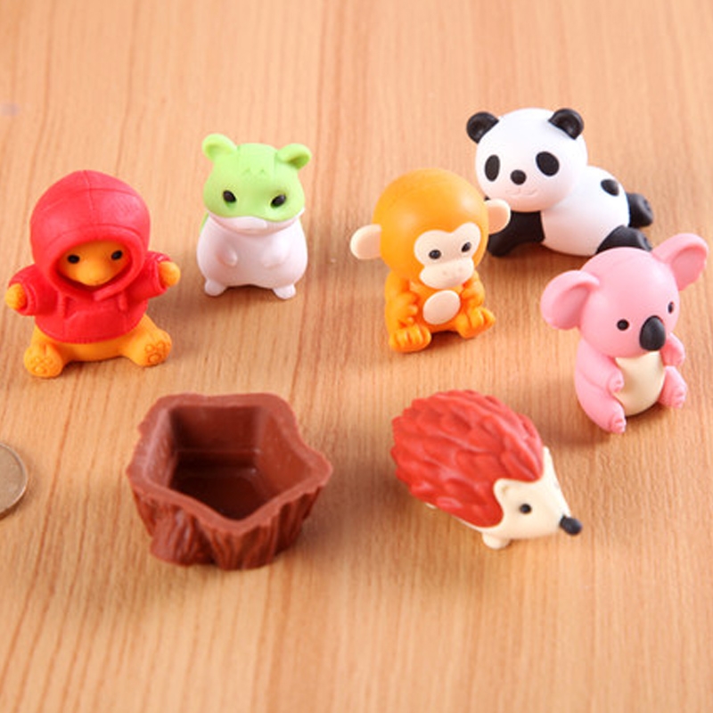 儿童可爱可拼装趣味动物造型仿真汽车积木橡皮擦3D装饰恐龙套装幼儿园礼物详情图5