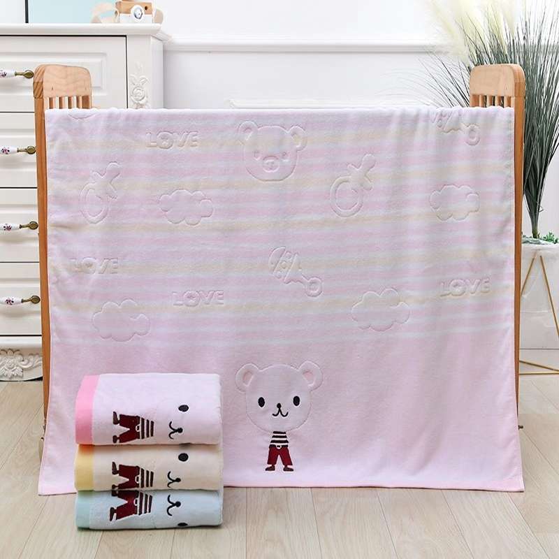 绣小熊割绒童被白底实物图