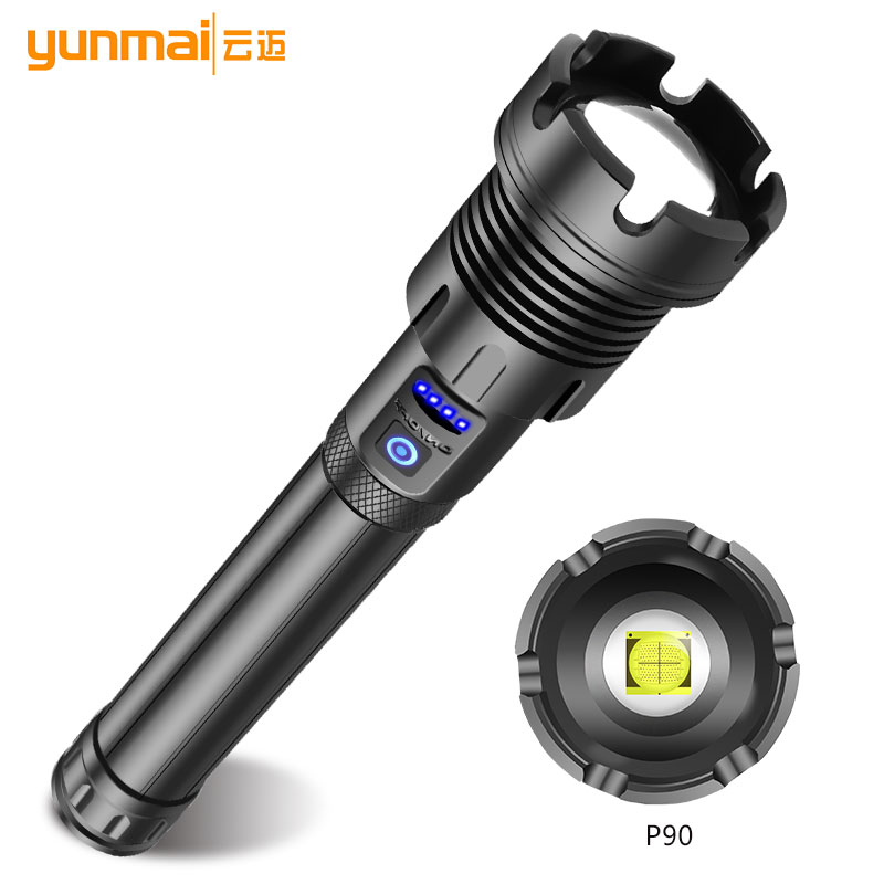 跨境新款XHP90+COB 红白光强光手电筒 P90新款USB充电强光手电筒1690
