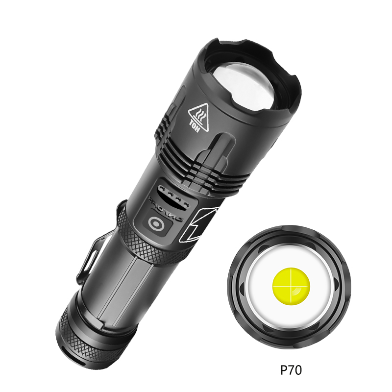 New XHP70 Flashlight with Rechargeable 5 mode And Pen holder attack head Flashlight with Strong Light Tactics 1700 thumbnail