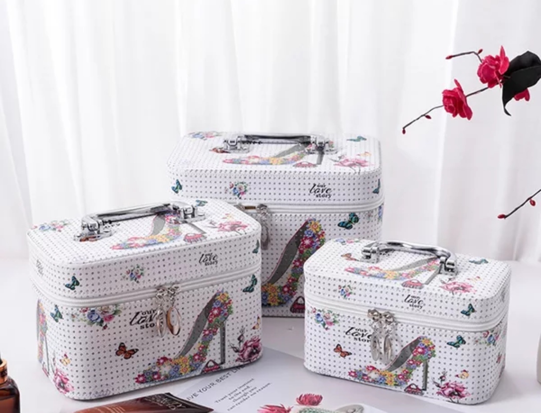 多功能加钻绘图三件套化妆箱便携化妆包防水旅行收纳包