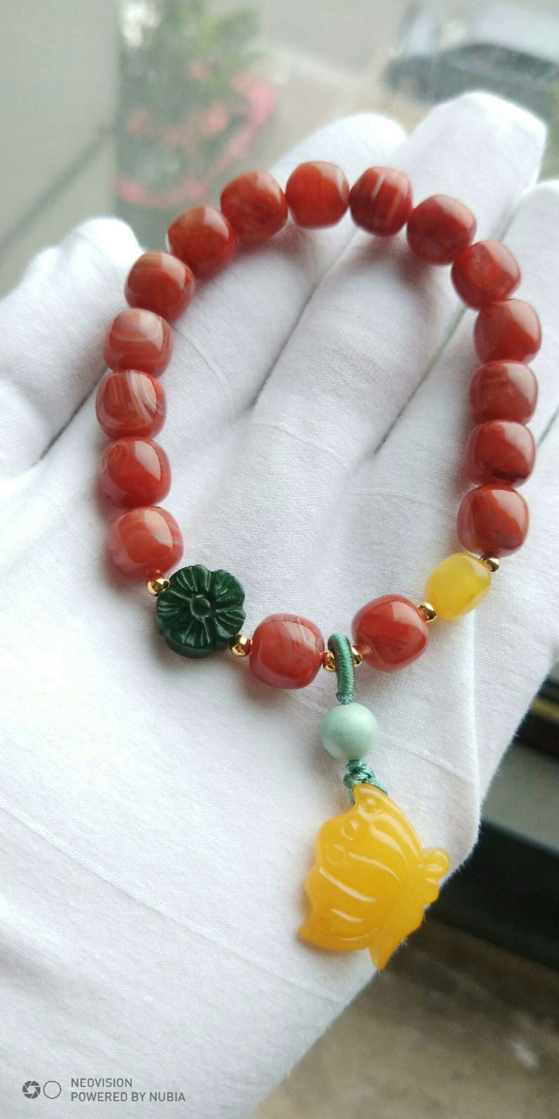 Natural nan Ran old drum beads hand string with natural accessories mineral beeswax turquoise jasper lotus thumbnail