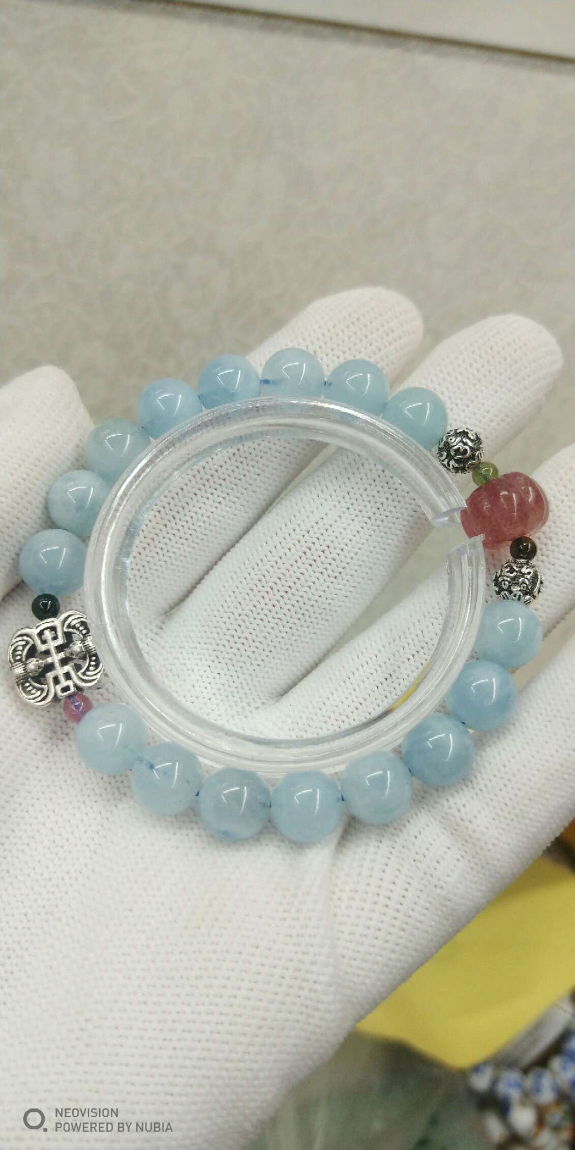 Natural crystal sapphire ladies bracelet with strawberry crystal bracelet thumbnail