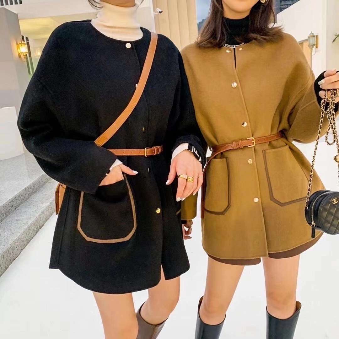 女式毛呢外套实物图