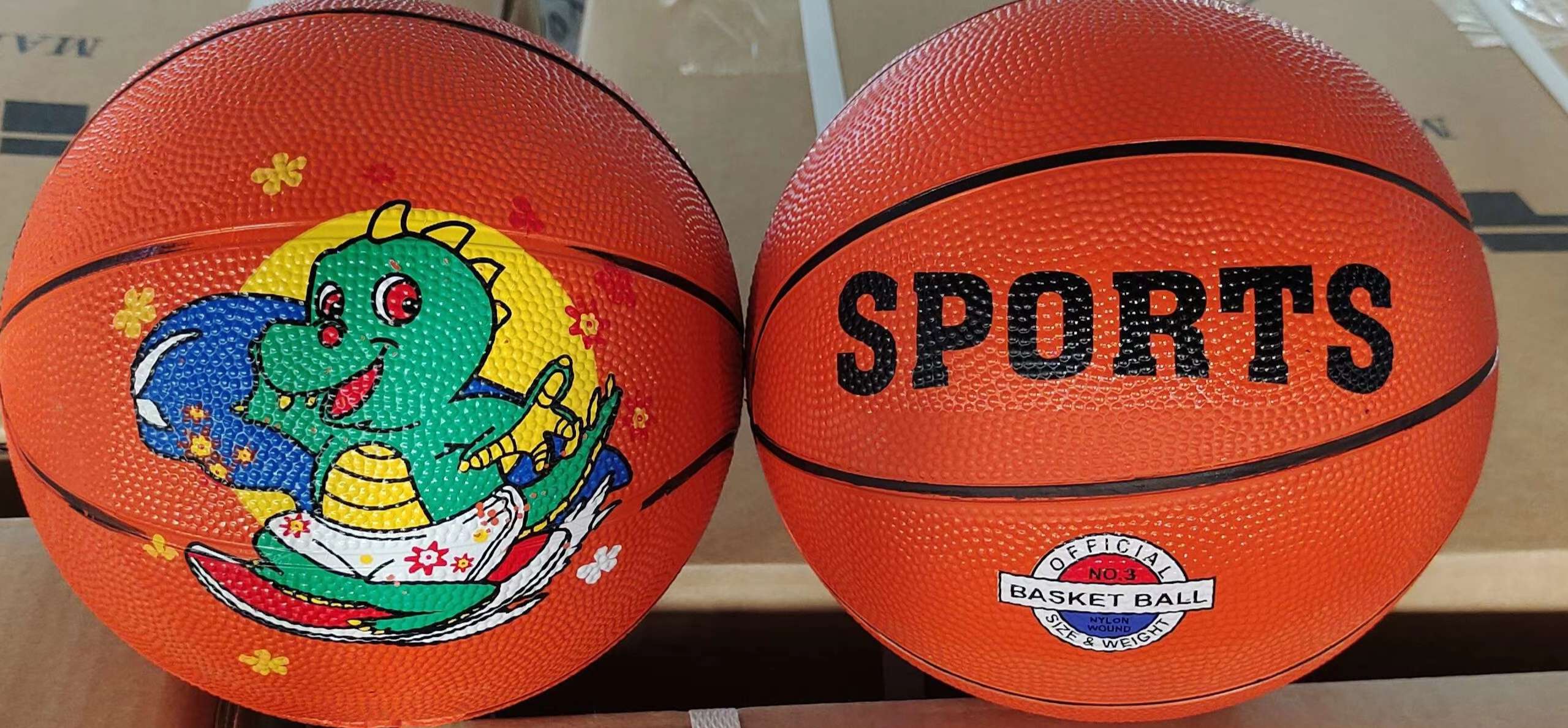 Children's No. 3 rubber orange basketball cartoon toy ball for kindergarten thumbnail