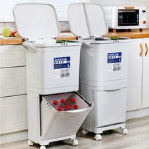 45L大容量多功能双层厨房分类垃圾桶干湿分类垃圾桶