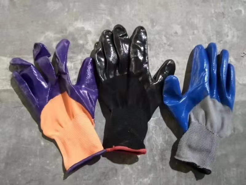 劳保手套 丁腈半挂浸胶手套 13针尼龙半胶防护胶皮手套详情图6