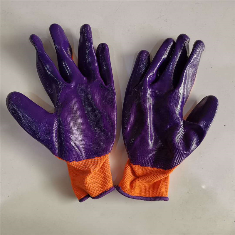 劳保手套 丁腈半挂浸胶手套 13针尼龙半胶防护胶皮手套产品图