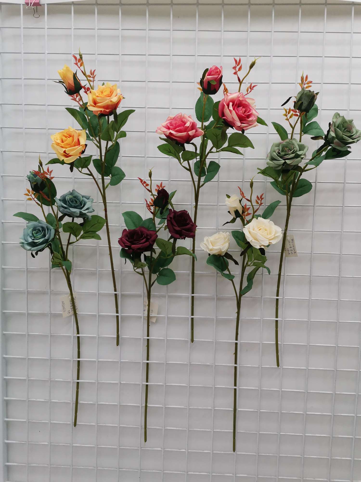 034-002#, a single stem of 3 ice Mountain vanilla rose