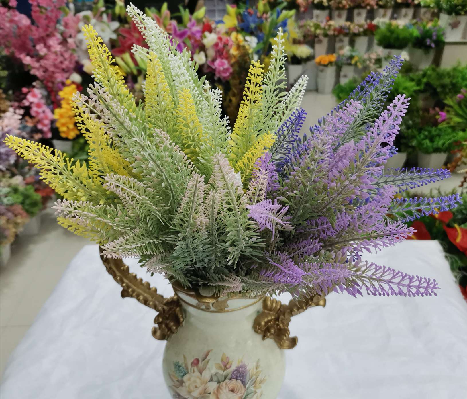 New simulation spray color 5-fork lavender plastic green plants and aquatic plants