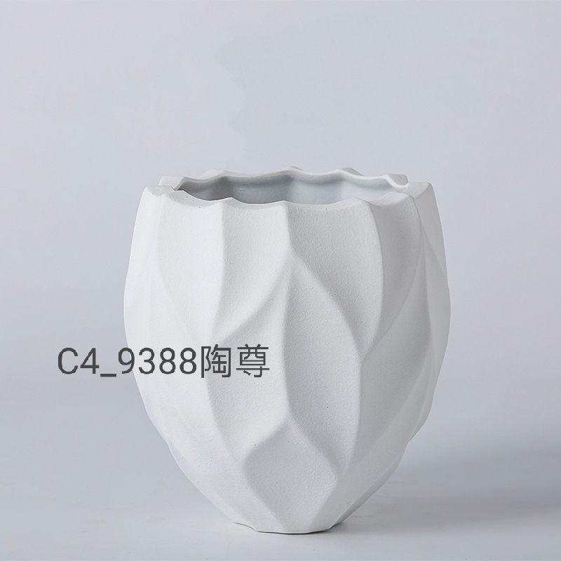 景德镇创意素烧陶瓷花瓶摆件新中式客厅白色插花瓶