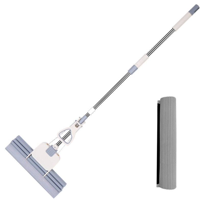 Household bathroom and kitchen super absorbent, stain-removing, large cotton head, no need for hand washing, dry and wet dual-purpose rubber cotton stainless steel mop undefined