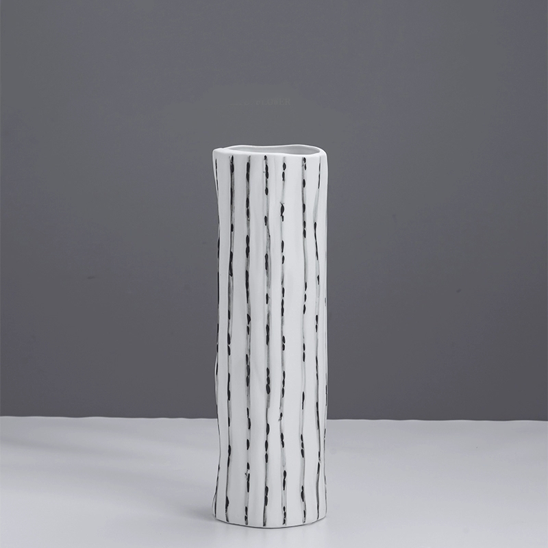 景德镇厂家直销新中式现代简约线条白色花瓶餐桌软装饰品餐厅酒店详情图6