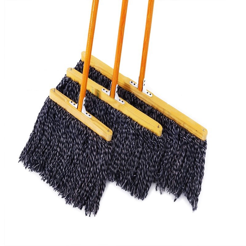 Solid wood handle mop, old-fashioned cotton thread dust pusher, wide head water-absorbing wooden handle, enlarged wood width /6 Application Scenario
