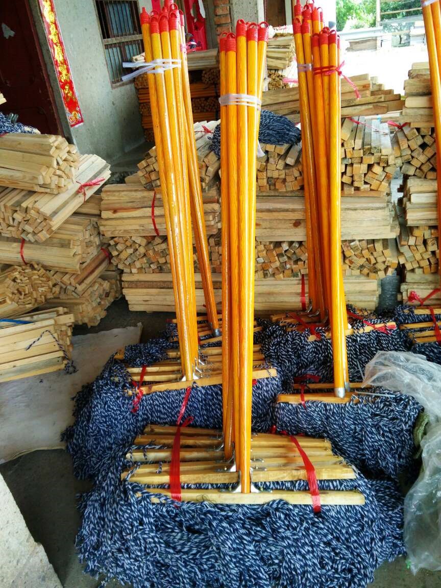 Solid wood handle mop, old-fashioned cotton thread dust pusher, wide head water-absorbing wooden handle, enlarged wood width /6 Item Picture