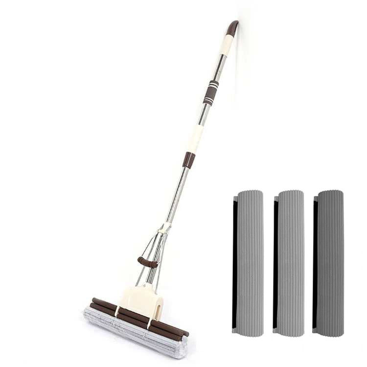 Household bathroom and kitchen super absorbent, stain-removing, large cotton head, no need for hand washing, dry and wet dual-purpose rubber cotton stainless steel mop undefined