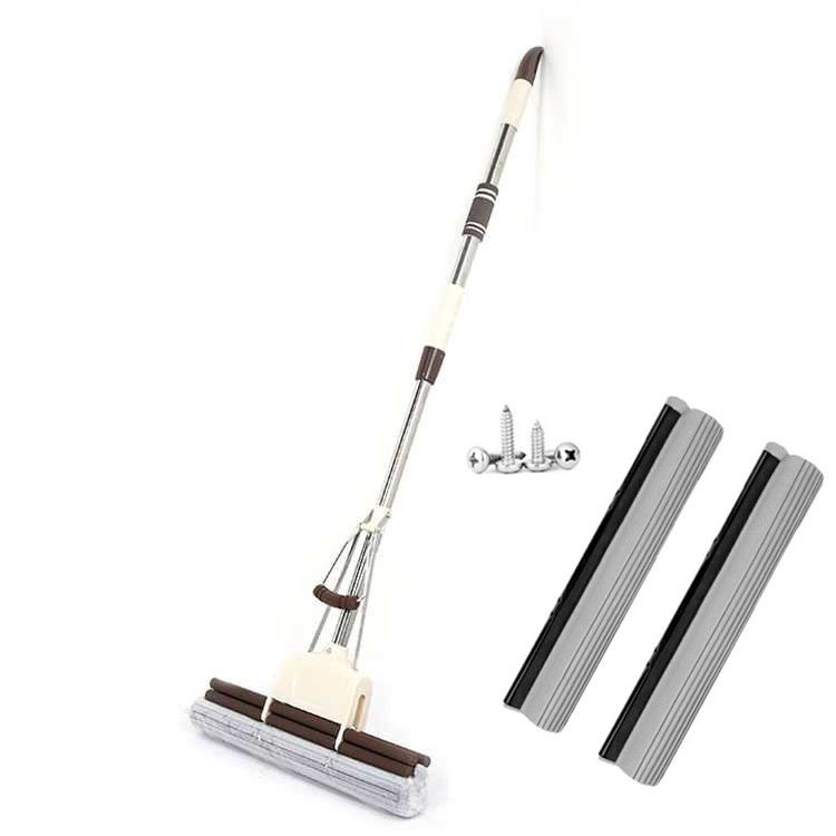 Household bathroom and kitchen super absorbent, stain-removing, large cotton head, no need for hand washing, dry and wet dual-purpose rubber cotton stainless steel mop details Picture