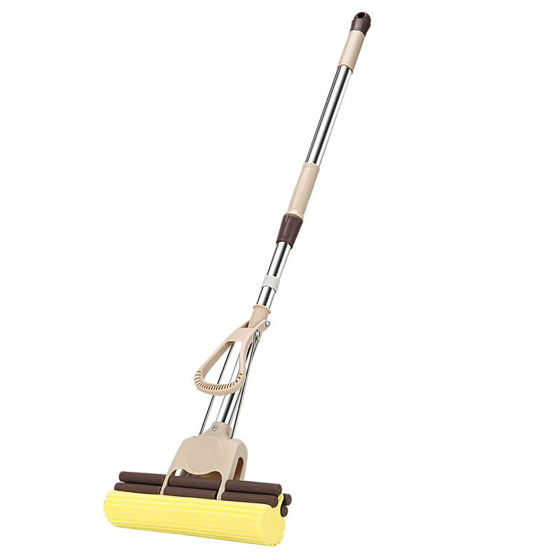 Sponge mop, hand washable dry and wet dual-purpose roller cotton mop, large household floor mop, cotton absorbent mop details Picture