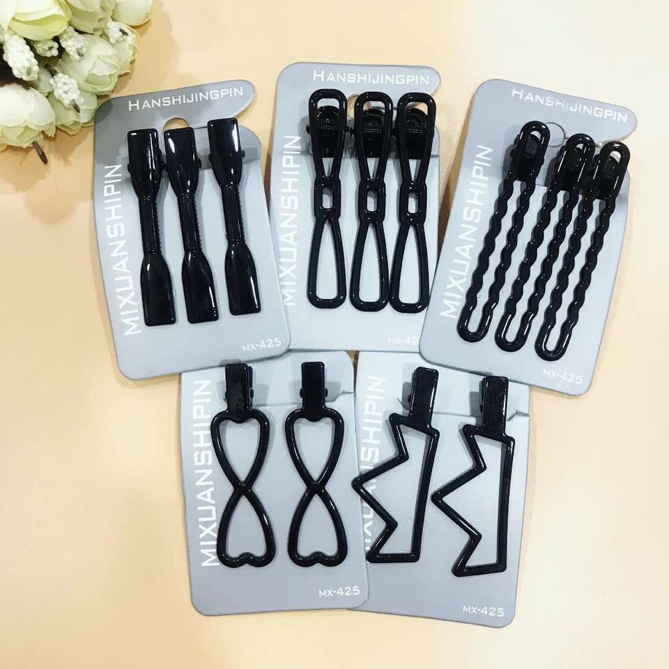 百搭波浪鸭夹钢丝夹黑色蝴蝶结对夹