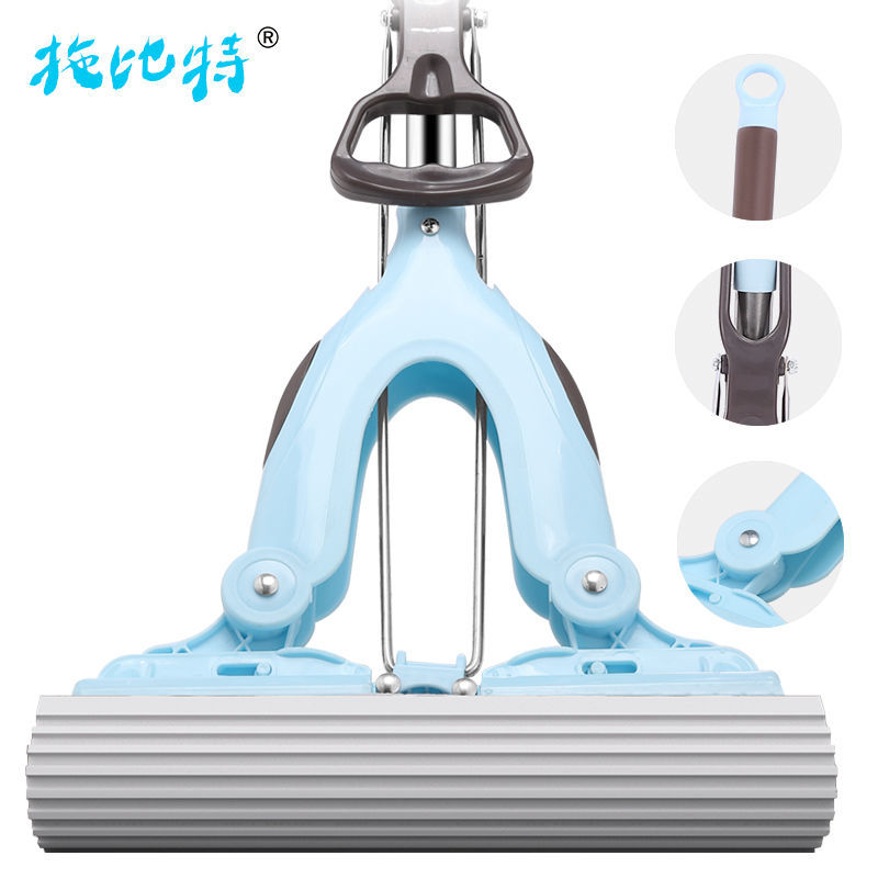 Jiabang hand-held mop, bit sponge mop, folding water-squeezing household rubber cotton mop head, no need for hand washing, lazy water-absorbing mop detail image 9