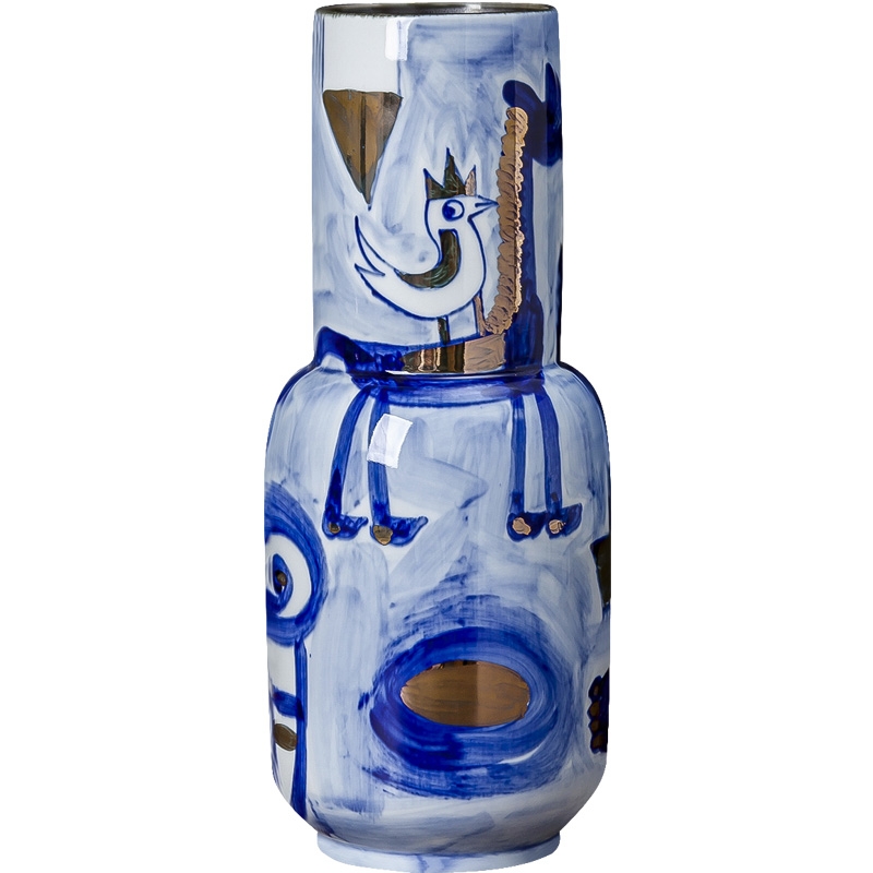景德镇厂家直销创意青花陶瓷花瓶套装摆件新中式客厅青色插花瓶白底实物图