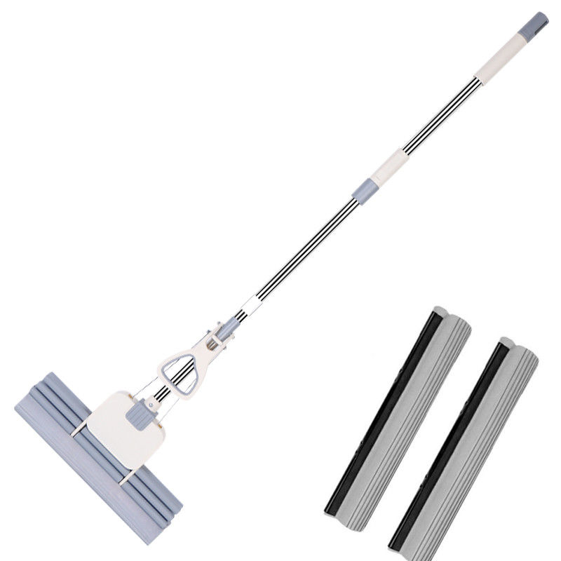 Household bathroom and kitchen super absorbent, stain-removing, large cotton head, no need for hand washing, dry and wet dual-purpose rubber cotton stainless steel mop undefined