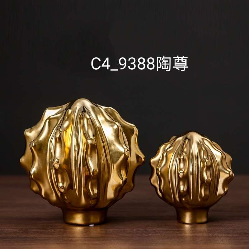 景德镇金色陶瓷饰品摆件创意时尚家居北欧客厅样板间设计师软装摆设