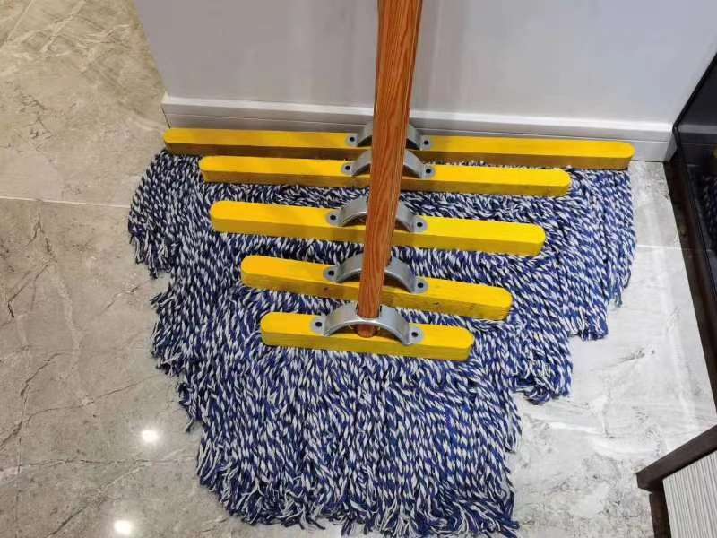 Solid wood handle mop, old-fashioned cotton thread dust pusher, wide head water-absorbing wooden handle, enlarged wood width /6