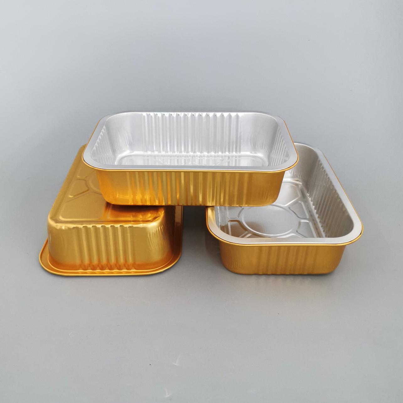 1812D-750  无皱铝箔餐盒  金色 涂层  高端 密封