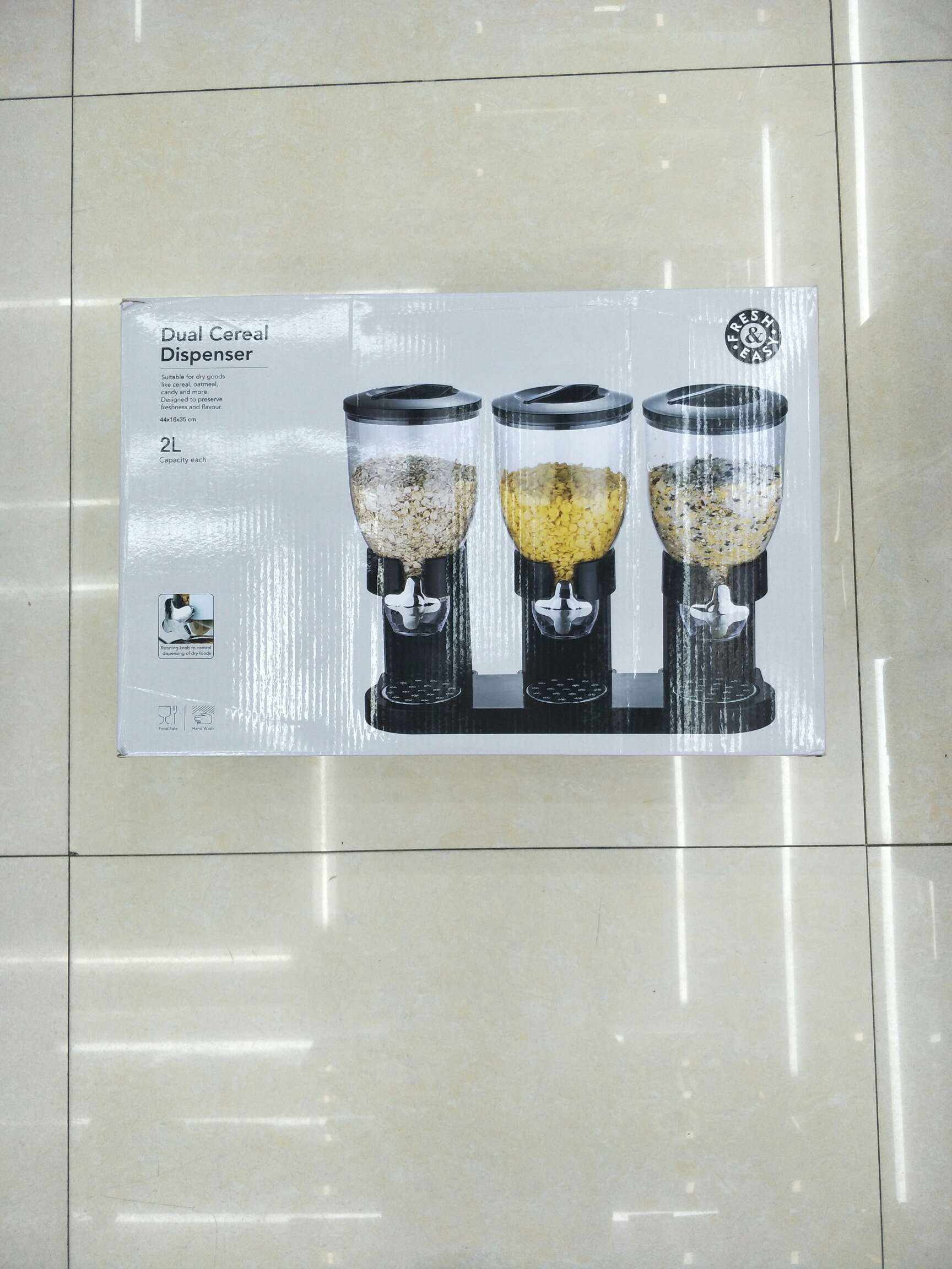 新款三筒麦片机 五谷杂粮收纳桶透明塑料食物储物罐产品图