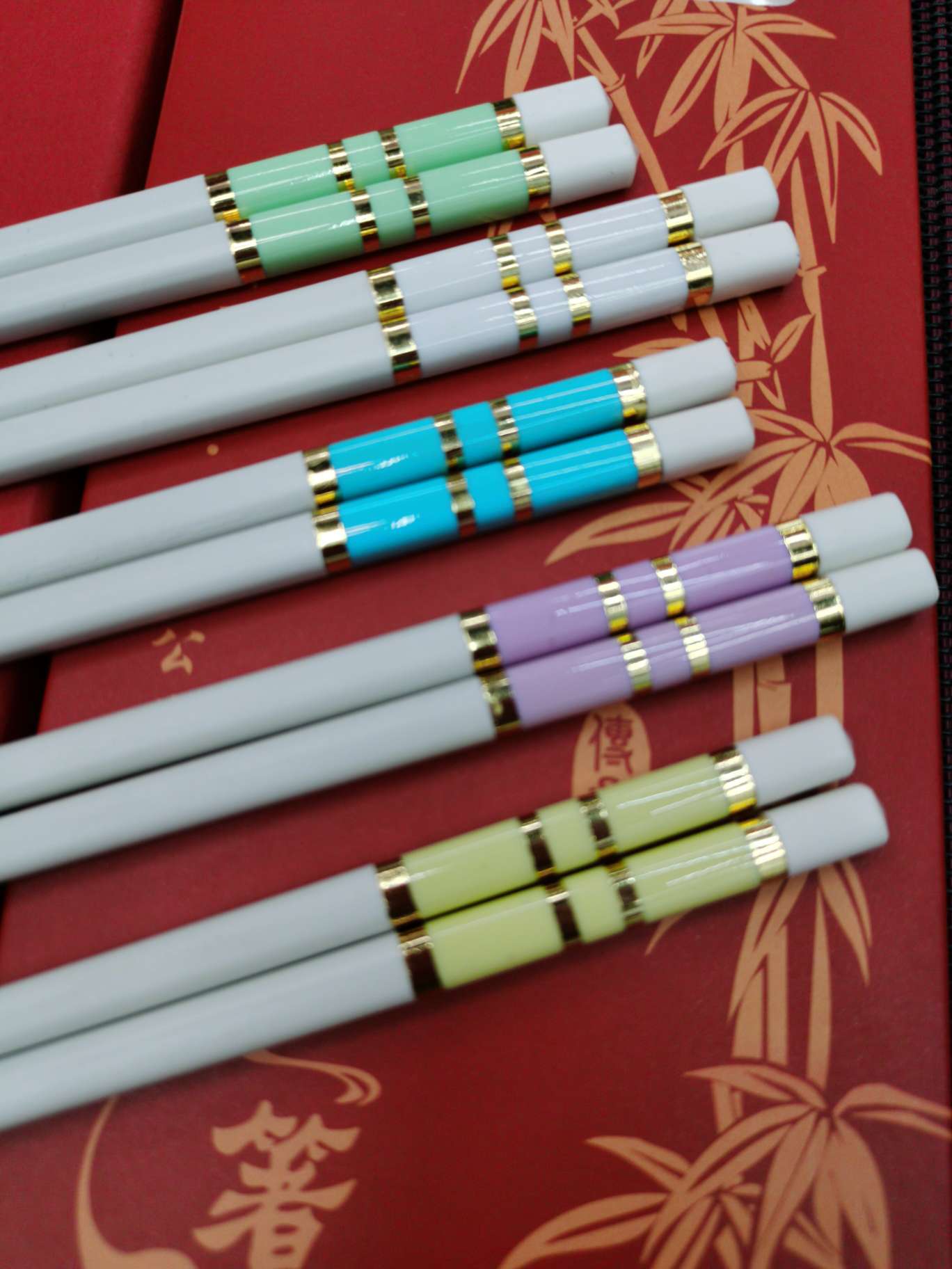 合金筷5色5双包装礼品盒套装合金筷子防霉防滑耐高温消毒筷子详情图7