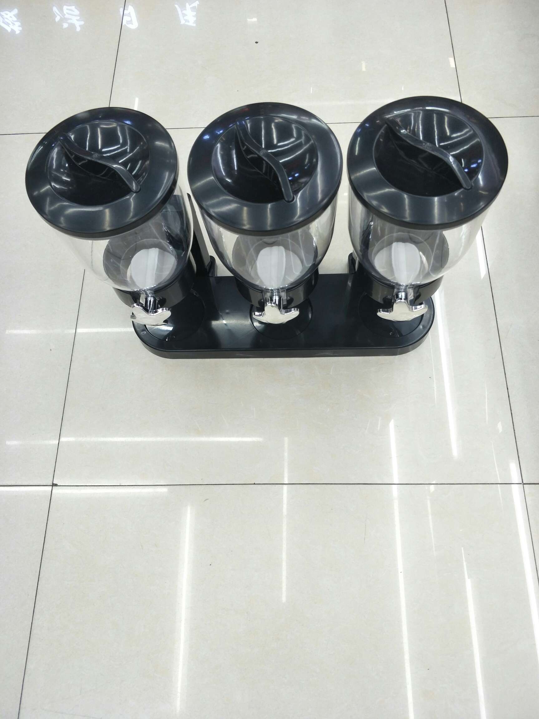 新款三筒麦片机 五谷杂粮收纳桶透明塑料食物储物罐细节图