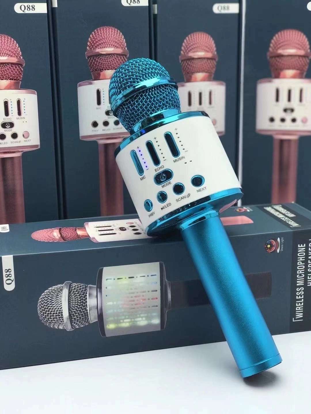 Q88 New model microphone [Rose][Rose] Color box size: 85*78*251MM Outer box size: 54*43*45.3CM Packing quantity: 50P Specification image
