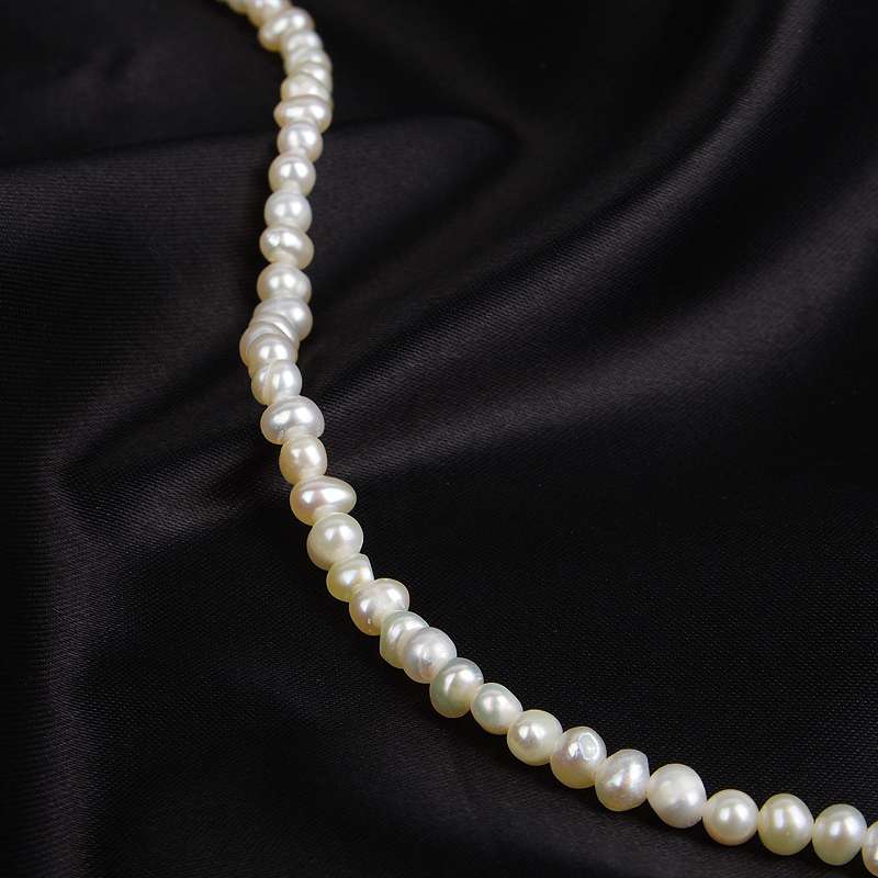 4-4.5Mm Punch Round Necklace Natural Freshwater Pearl Semi-Finished Material Diy Accessories Fashion Trend details Picture